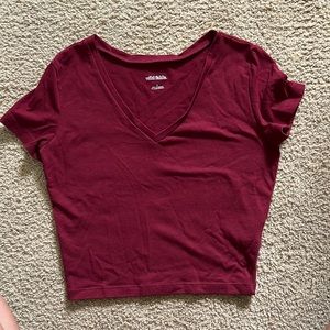 red crop t shirt